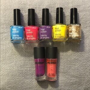 Ardene Vibrant Nail Polish Set - Blue, Pink, Yellow, Gold, Purple, Orange